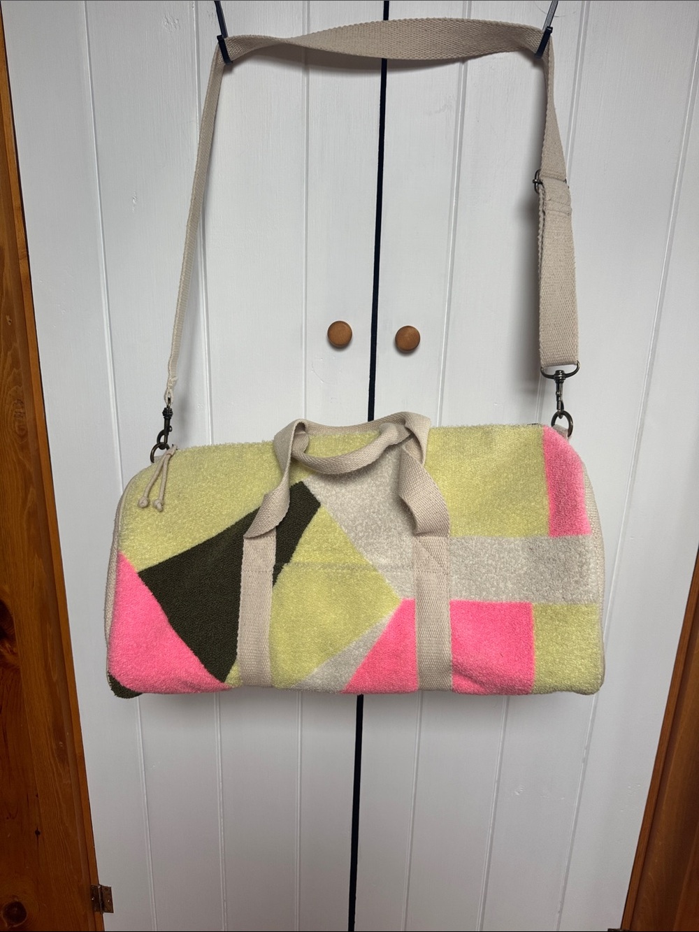 Colorblock Pink and Lime Travel Duffel Bag universal thread